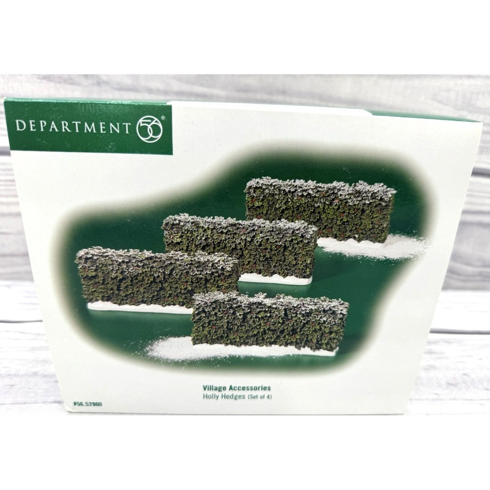 DEPT 56 VILLAGE ACCESSORIES HOLLY HEDGES-SET OF 4 - RETIRED